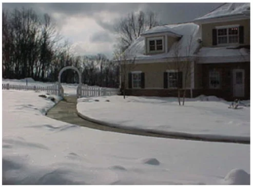 The hydronic system that heats this house also melts snow on the walkway.